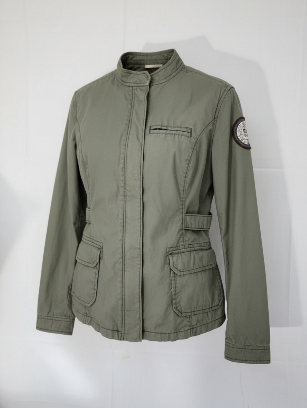 Ruff Hewn Olive Utility Jacket with Front Pockets And Patch